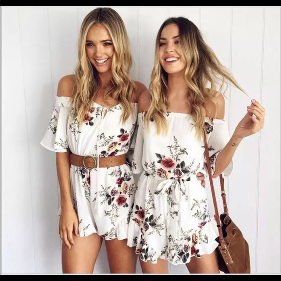 Romper Jumpsuit white floral - Picture 2 of 4